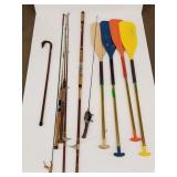 Group incl. fishing rods, paddles, cane, etc *
