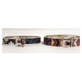 2- .950 silver inlaid hinged bracelets incl.