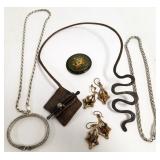 Group of jewelry incl. brutalist signed copper