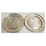2 hallmarked sterling English plates - 9" diameter
