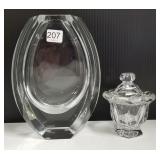2 Baccarat items - 9 1/2" vase & 4 1/2" covered