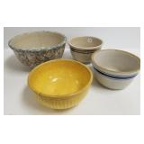 4 bowls - spongeware, stoneware, etc. (2 as is)