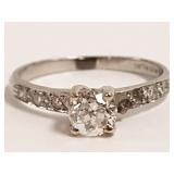 Platinum ring set with approx. 5mm center diamond