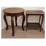 Round oak lamp table - 24" diameter x 27" high &