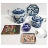 Glass paperweights, 1Mattahedeh teapot,