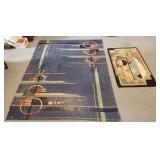 2 art deco rugs- 72"x 98"- one end worn &