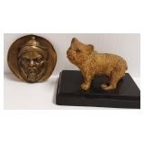 Small bronze bar 2 1/2" long & Streamline Button