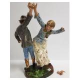 Ceramic dancing pair - 19" high (as is - broken
