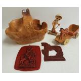 Burlwood 11" basket, mini-horse carriage, ski