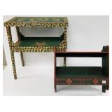 2 small painted furniture items - shelf 16" x 17"