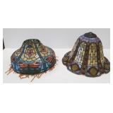 2 contemporary stained glass lamp shades - 14"