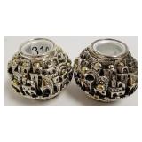 Two .925 silver H. Karshi candleholders 2"