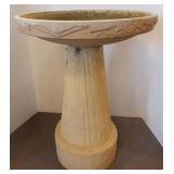 Pottery bird bath 23"H, 17" diam.