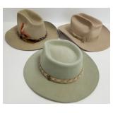 3 Western style hats - Stetson 7 1/4, Eddy 7 1/8 &