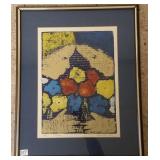 Framed pencil signed 30/90 lithograph- faces &