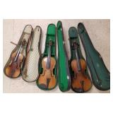 3 vintage/antique violins in cases - 1 Giovanpaolo