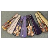 4 vintage / antique violins in cases - 1 Jacobus