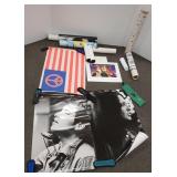 Group of music posters & Pac-Man wall graphics