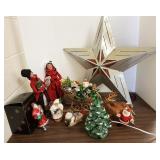 Group of Christmas items incl. vintage metal star,