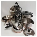 Group of stainless, etc. cookware & a Ninja