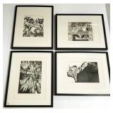 4 framed signed lithographs