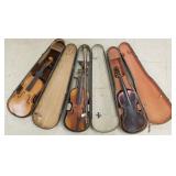 3 vintage/antique violins in cases - 2