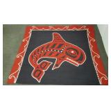 Northwest Coast whale design wool blanket