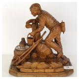 Antique Black Forest carved figural inkwell