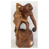 Antique carved figure of "King Kong" w/ damsel -