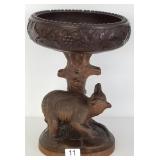 Antique Black Forest carved bear figural compote