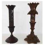 2 Black Forest carved bud vases with inserts - 7