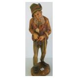 19 1/2" tall carved wooden Swiss pipe smoker
