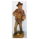 19 1/2" tall carved wooden Swiss beer drinker