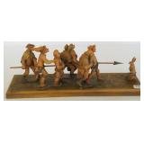 Swiss carved grouping battling bunny - 16 1/2"L x
