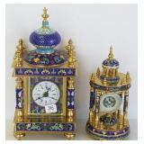 2 cloisonne ornate clocks - 12" x 6" larger