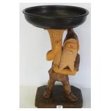 16" tall Swiss carved figural gnome compote