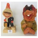 2 Norwegian wood carvings - one signed Henning -