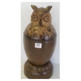 12" Swiss carved owl musical covered box (not
