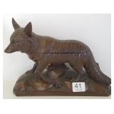 Black Forest carved fox hinged inkwell - 8 1/2" x
