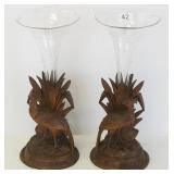 Two Black Forest carved vases - St. Moritz - 11"