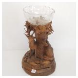 Black Forest carved deer compote 14 1/2" x 10"
