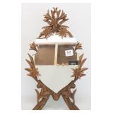 Black Forest carved dresser top mirror 8" x 14"