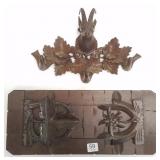 Black Forest carved bookstand & coat hook 6" x 13"