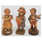 3 Anri (?) wood carvings - children with