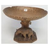 Black Forest Swiss carved bear compote 8 1/2" tall