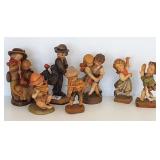 7 Anri, etc. carved wood children figures 6 1/2"