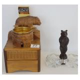 2 Black Forest carved bear figures smoke set &