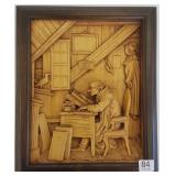 Anri Carl Spitweg carved wood plaque 10" x 12"