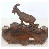 Antique Black Forest carved desk tray with billy