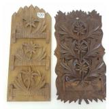 2 Swiss carved wall letter racks 7" x 12"